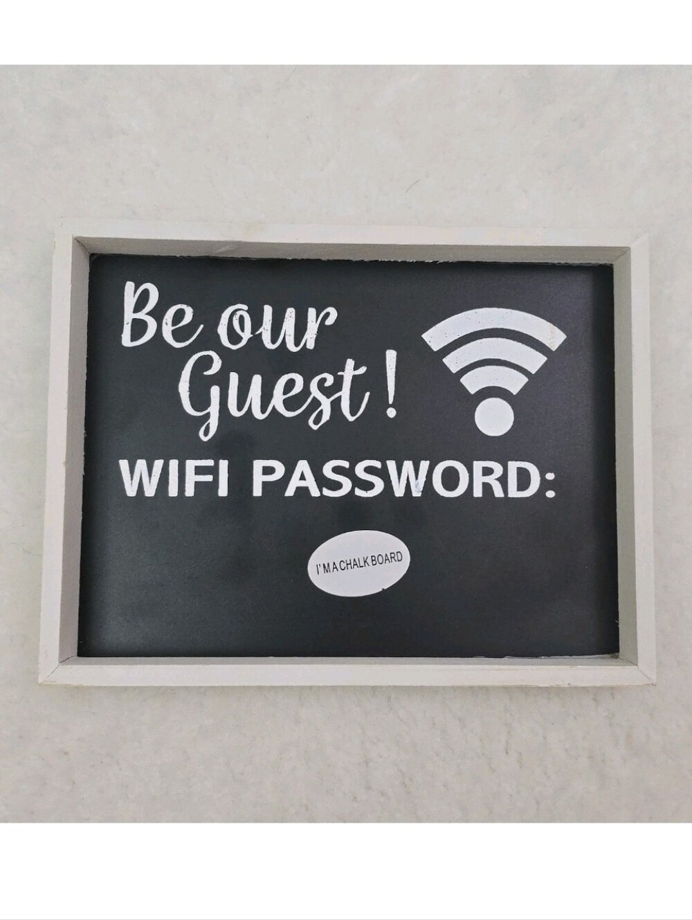 Be Our Guest Wifi Password Chalkboard Sign White Black Airbnb VRBO Home Decor